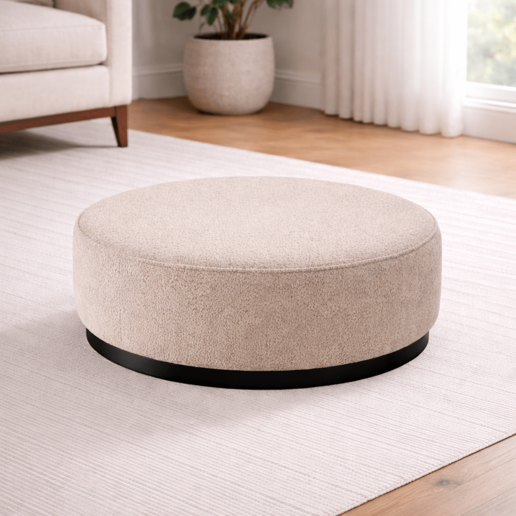 Beige Boucle Ottoman W91xH36cm