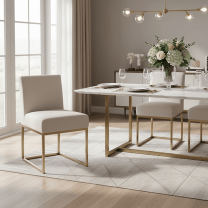 Beige Dining Chair Gold legs
