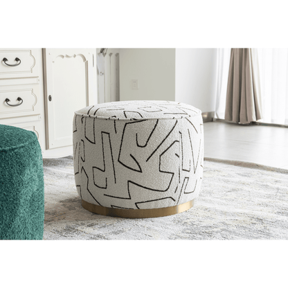 Pattern White Boucle Ottoman W55.5xH44cm