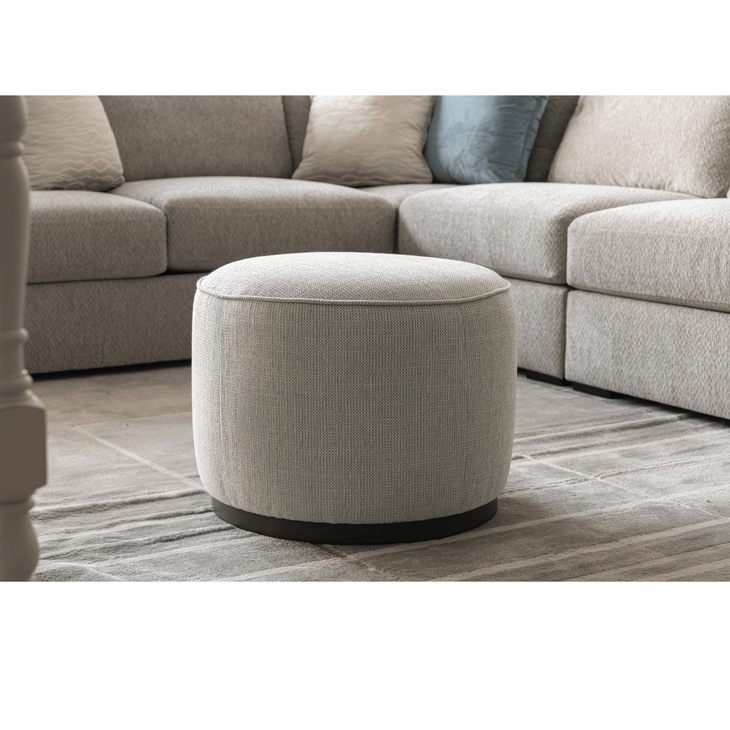Pattern White Boucle Ottoman W55.5xH44cm