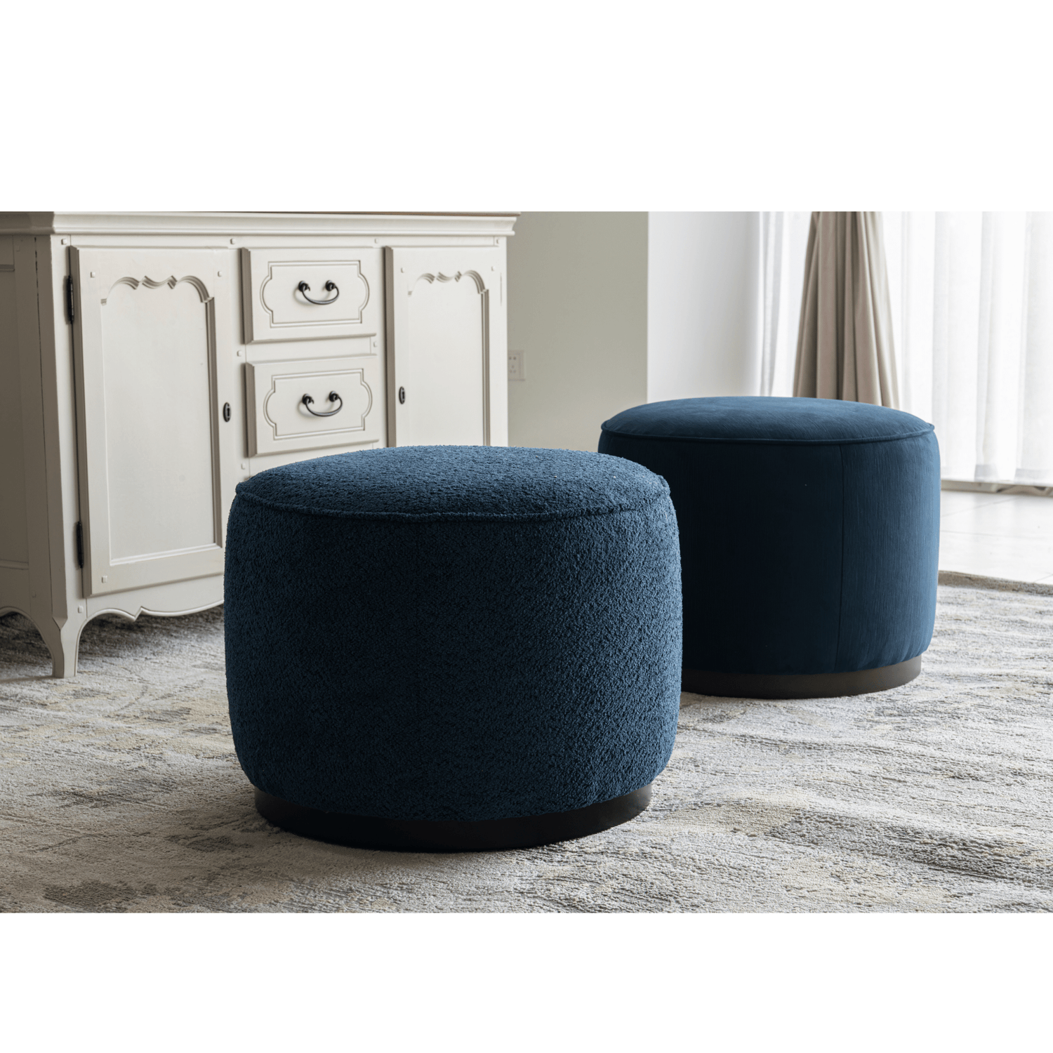 Pattern White Boucle Ottoman W55.5xH44cm