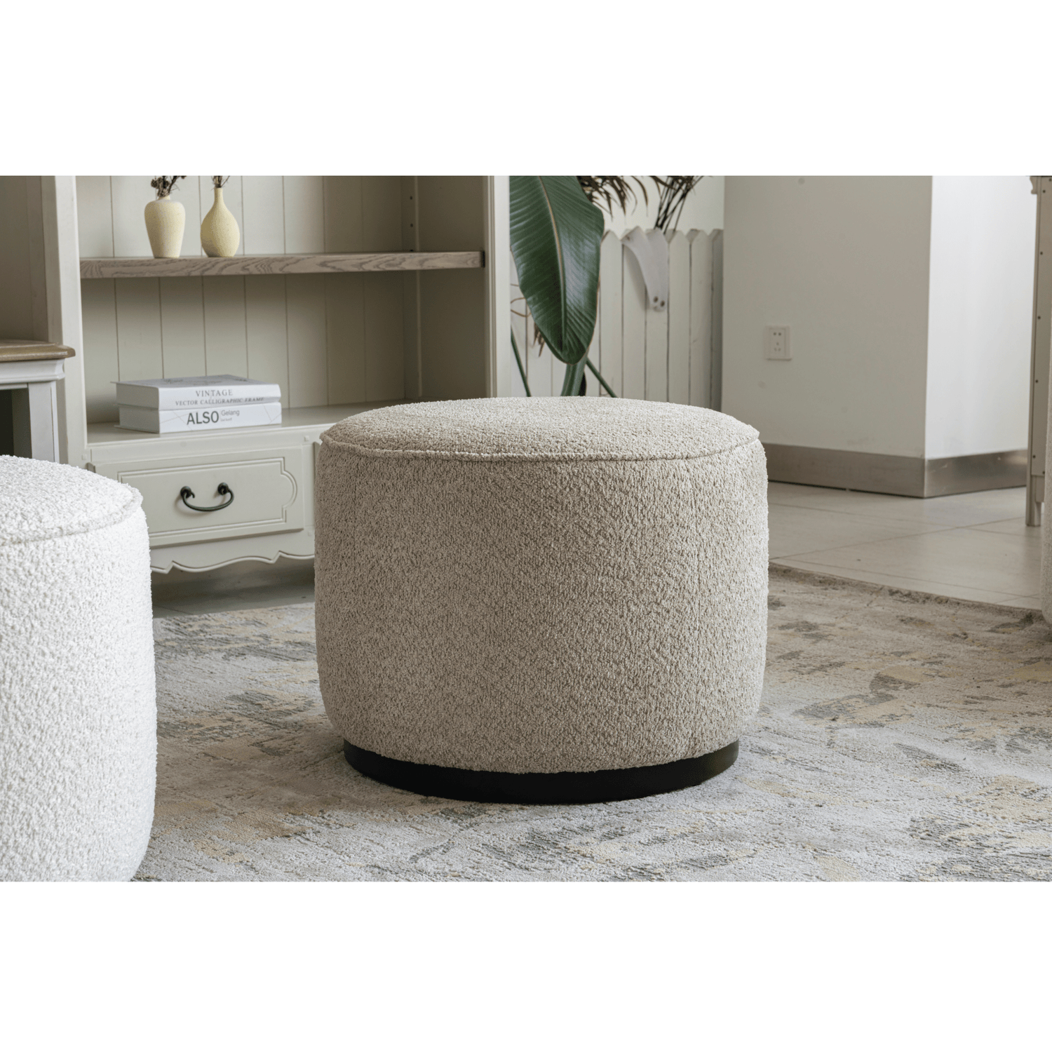 Blue Linen Ottoman W55.5xH44cm