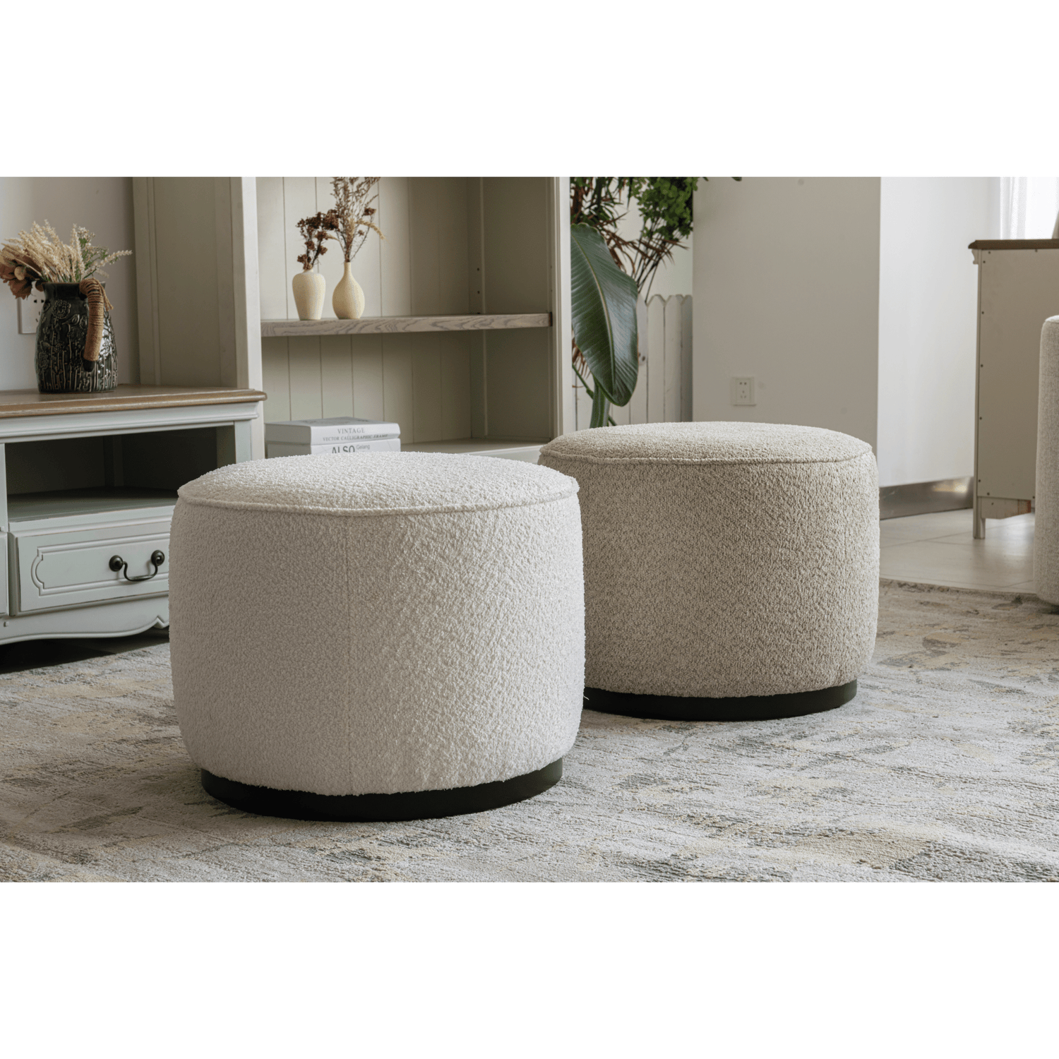 Navy Boucle Ottoman W55.5xH44cm