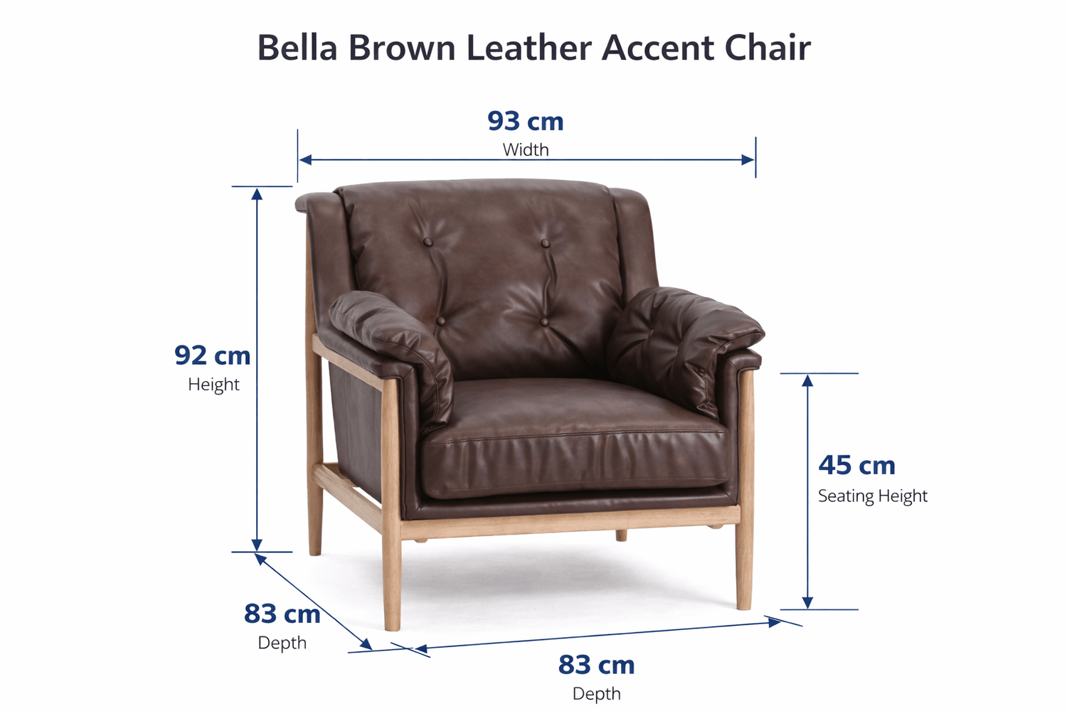 Bella Brown Leather Accent Chair