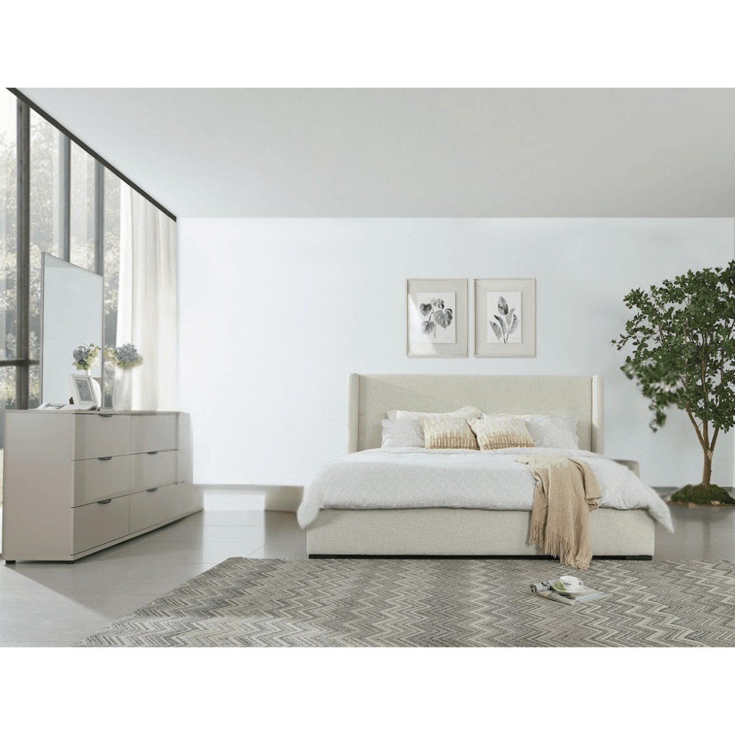 Bisque Beige Dresser with Mirror