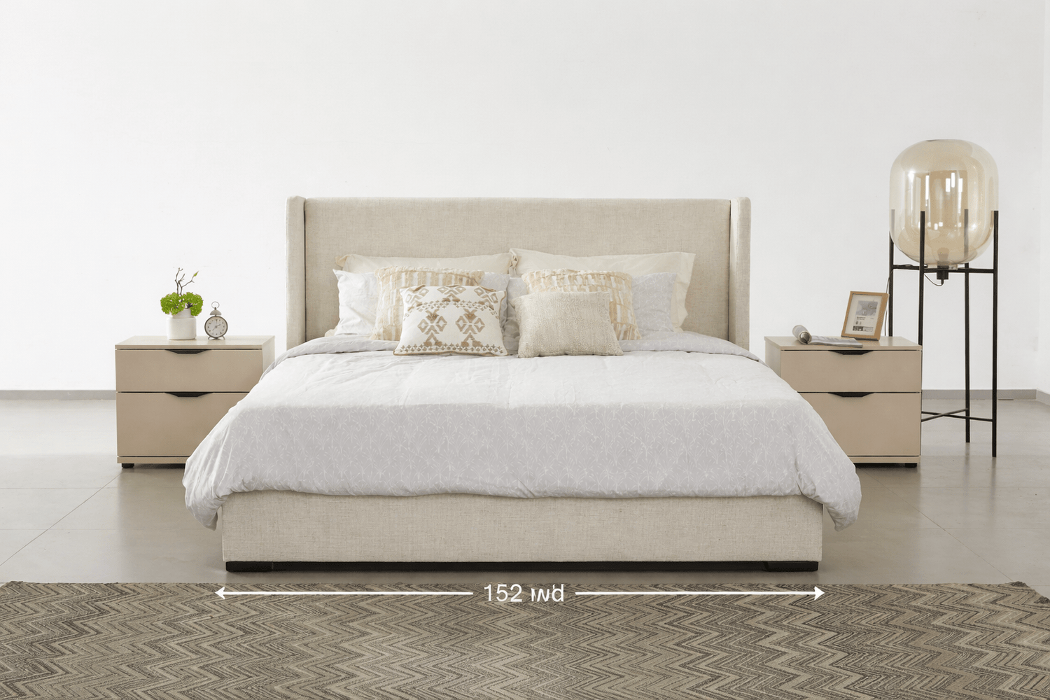 Bisque Beige Upholstered Bed