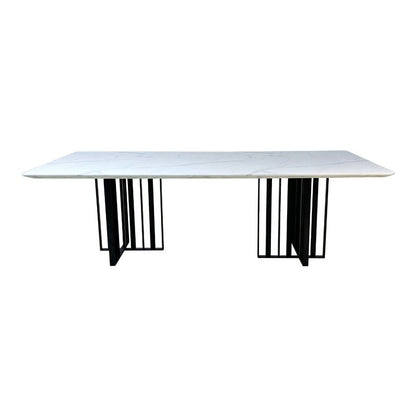 Black Bars Marble Dining Table- 8 Persons