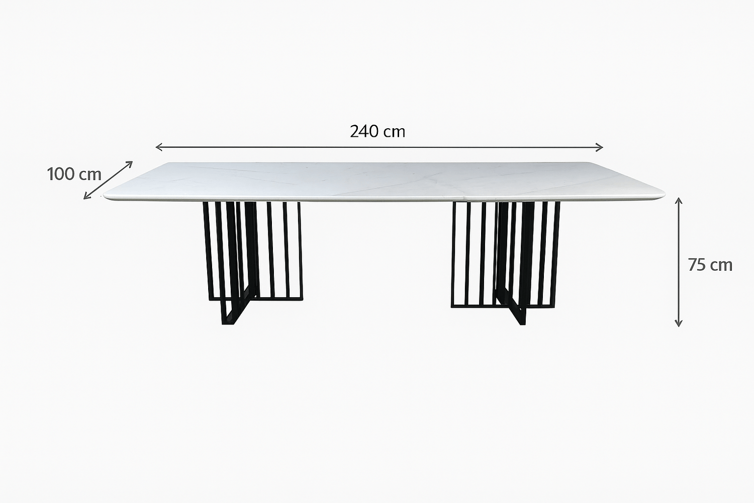 Black Bars Marble Dining Table- 8 Persons