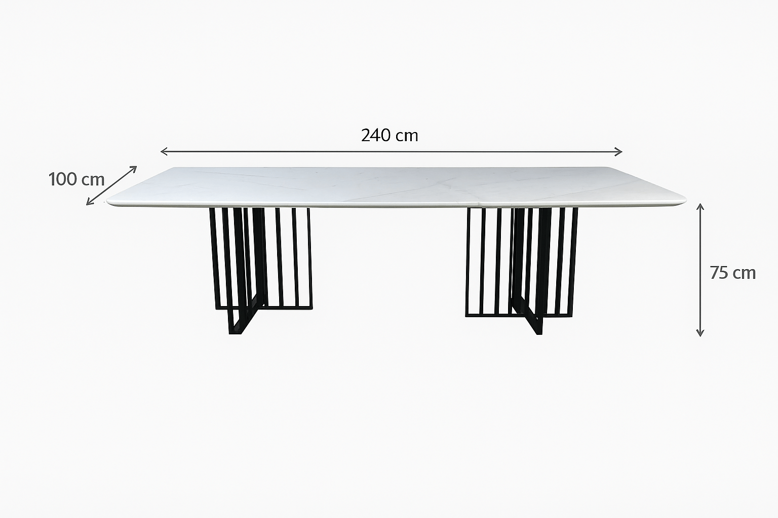 Black Bars Marble Dining Table- 8 Persons