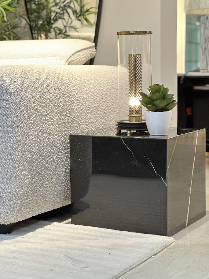 Black Marquino Marble Side Table