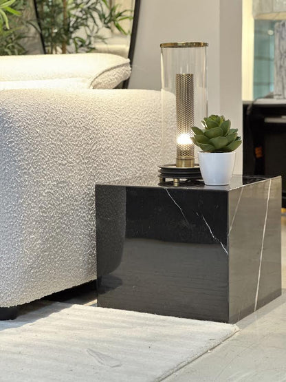 Black Marquino Marble Side Table