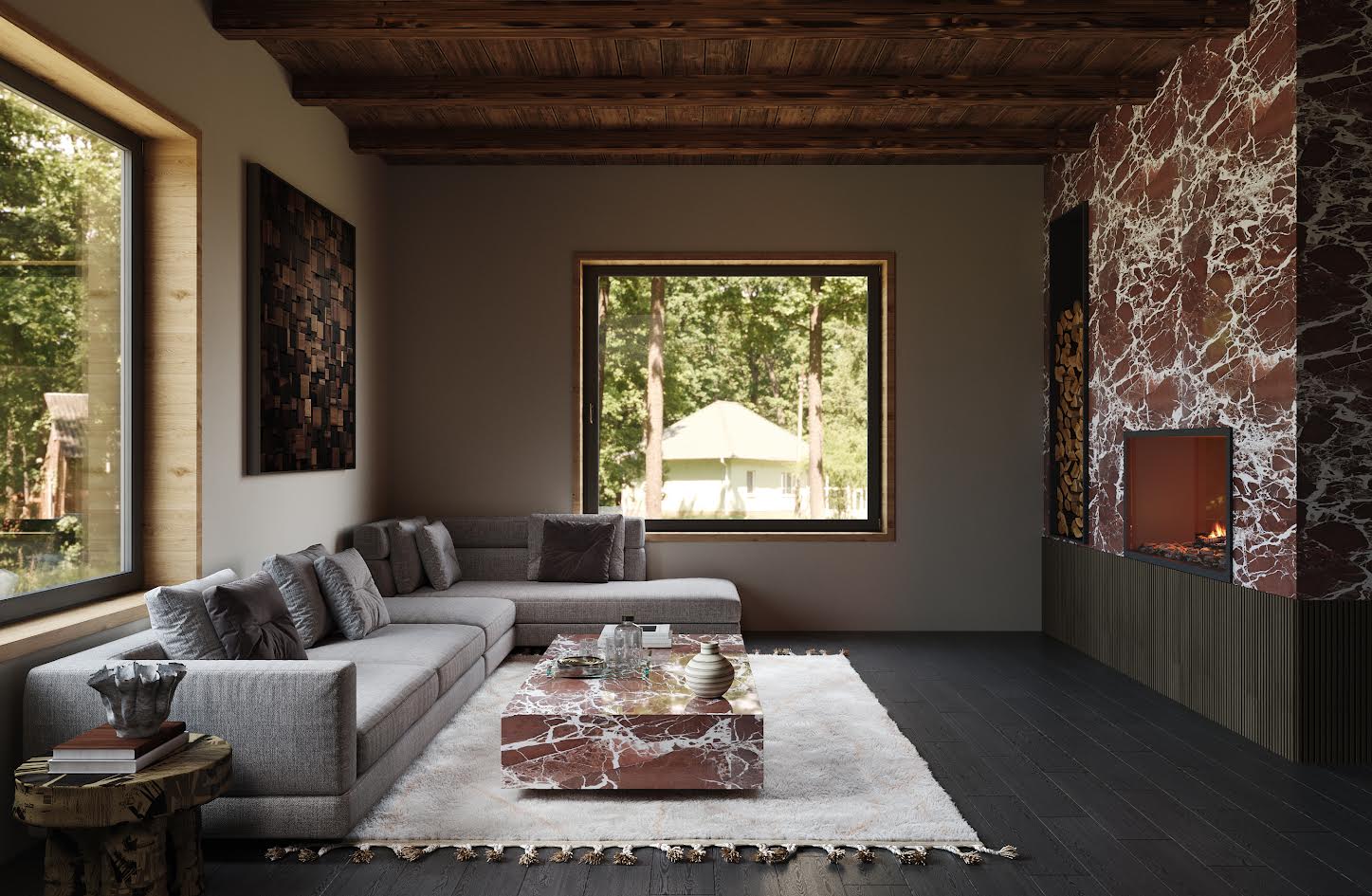 Bloodstone Marble Cocktail Table