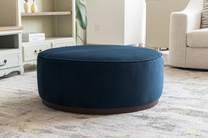 Blue Linen Ottoman W91xH36cm