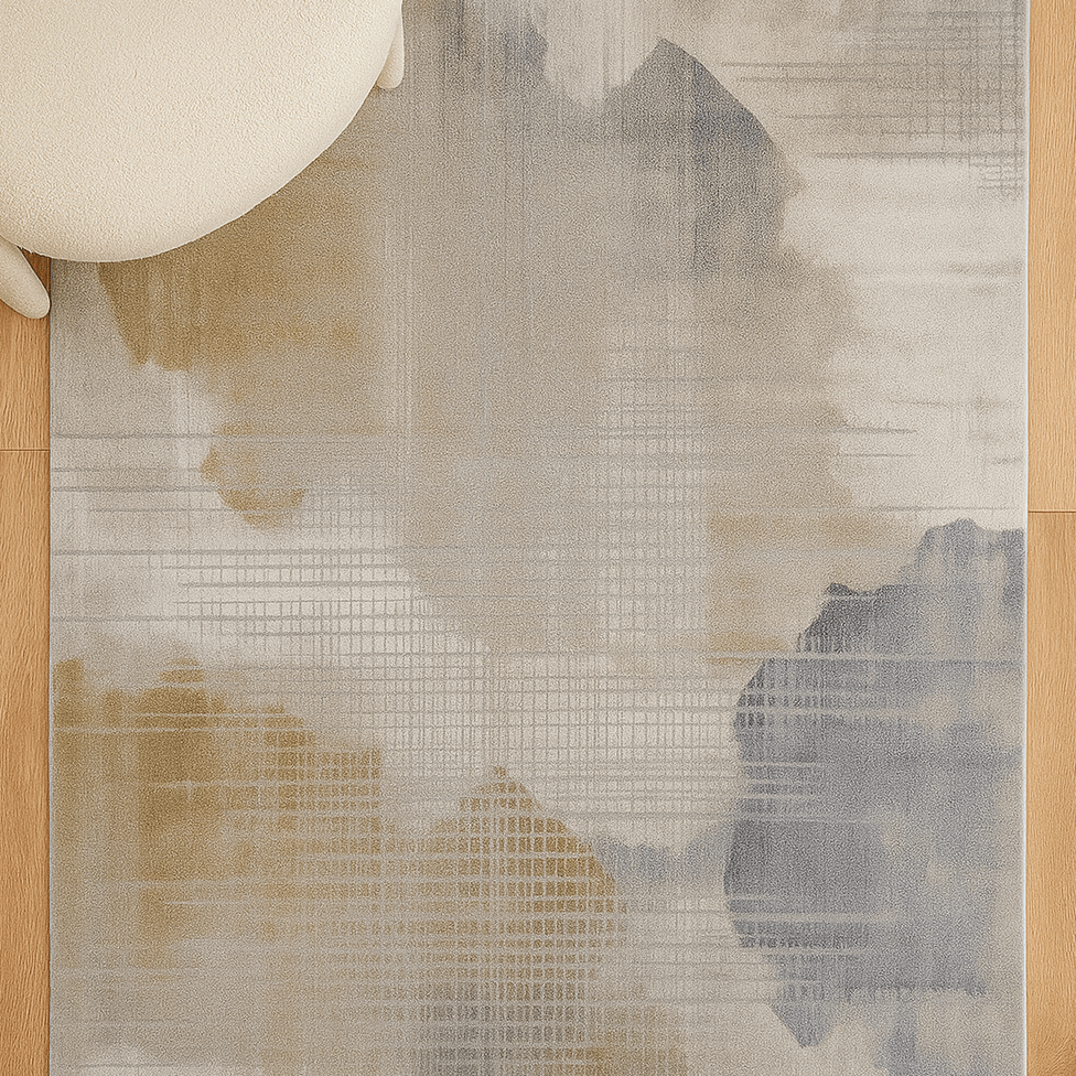Bohemian Diamond Rug in Light Blue &amp; Ivory
