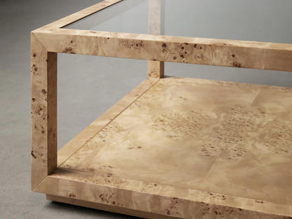 Burl Elegance Glass Coffee Table