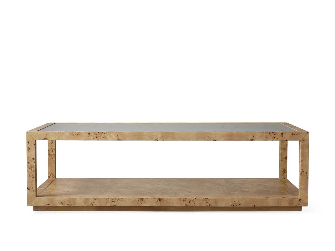 Burl Elegance Glass Coffee Table
