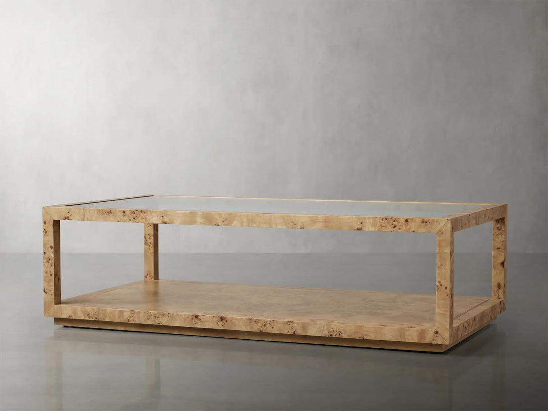 Burl Elegance Glass Coffee Table