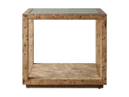 Burl Elegance Glass End Table