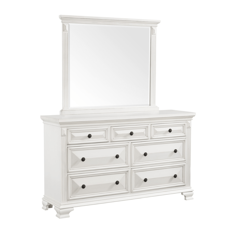 Calloway 7-Drawer Dresser w/ Mirror Set in White