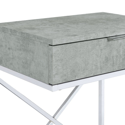 Camila Accent Nightstand with Cement Top in Chrome