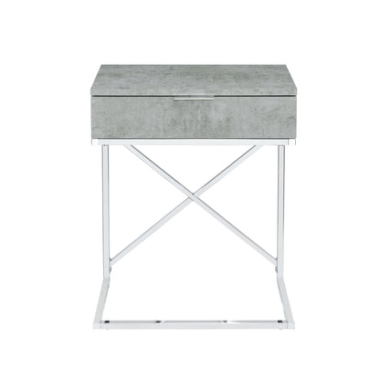 Camila Accent Nightstand with Cement Top in Chrome
