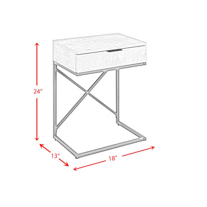 Camila Accent Nightstand with Cement Top in Chrome