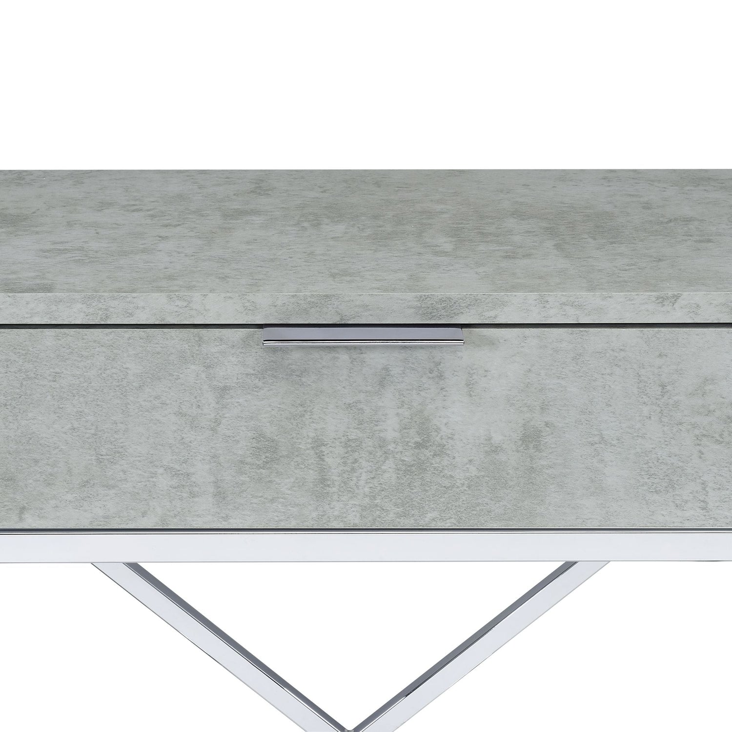 Camila Accent Nightstand with Cement Top in Chrome