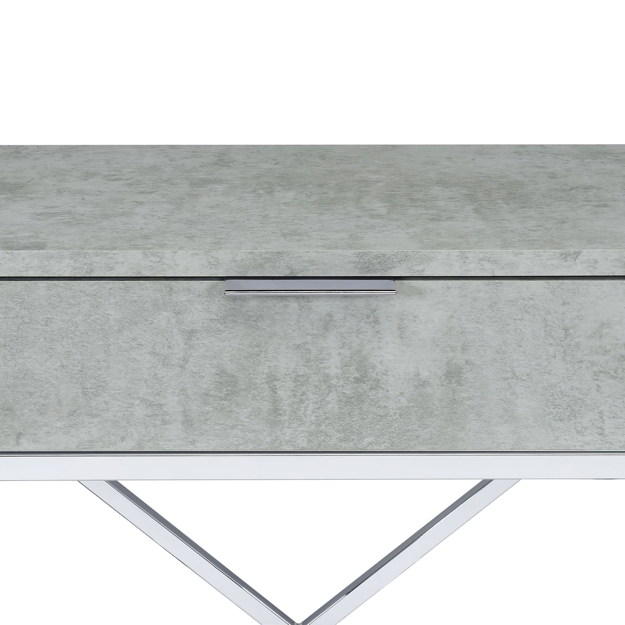 Camila Accent Nightstand with Cement Top in Chrome