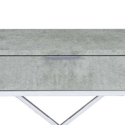 Camila Accent Nightstand with Cement Top in Chrome