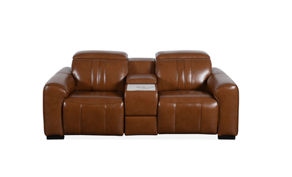 Canyon Luxe Black Leather Motion Power Loveseat