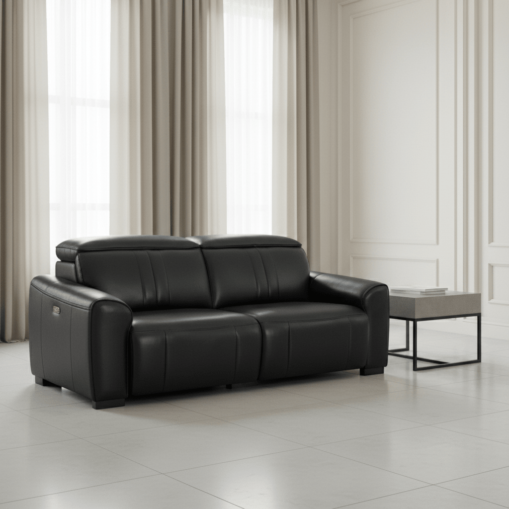 Canyon Luxe Black Leather Motion Power RAF (104cm)