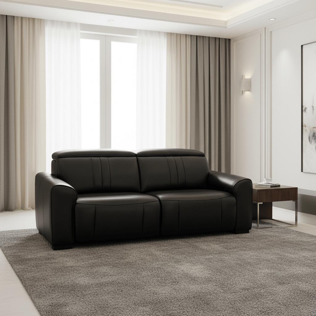 Canyon Luxe Black Leather Motion Power Sofa