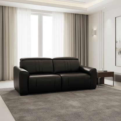Canyon Luxe Black Leather Motion Power Sofa