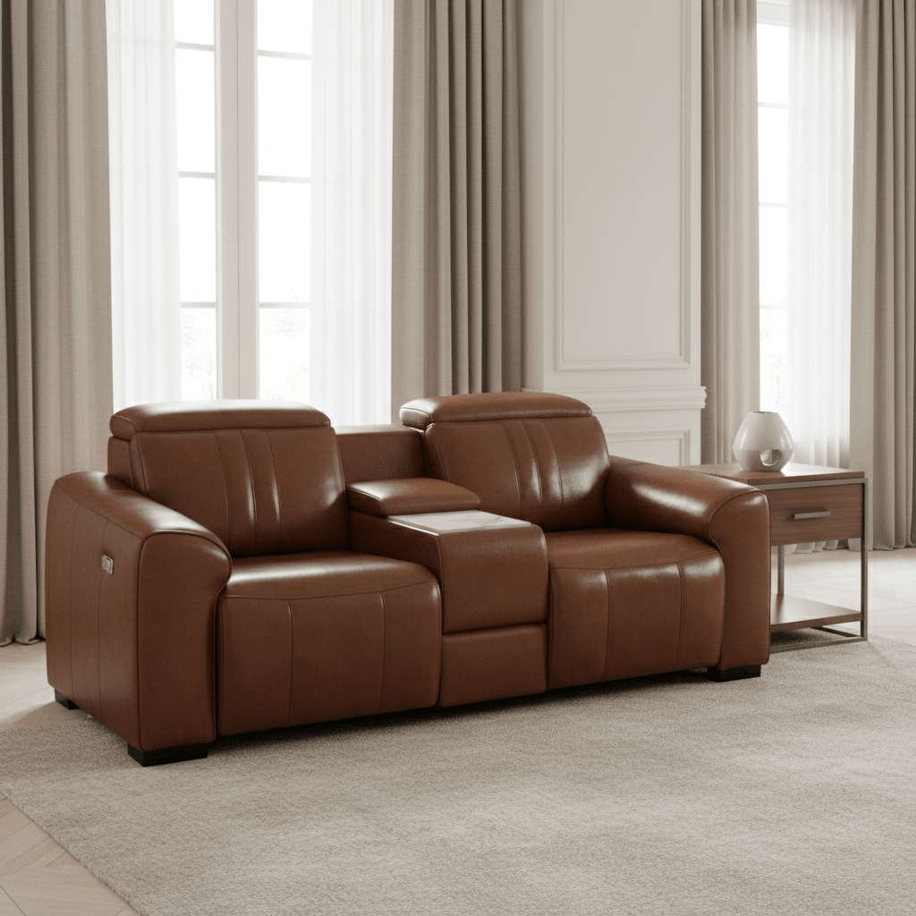 Canyon Luxe Brown Leather Motion Power RAF (84cm)