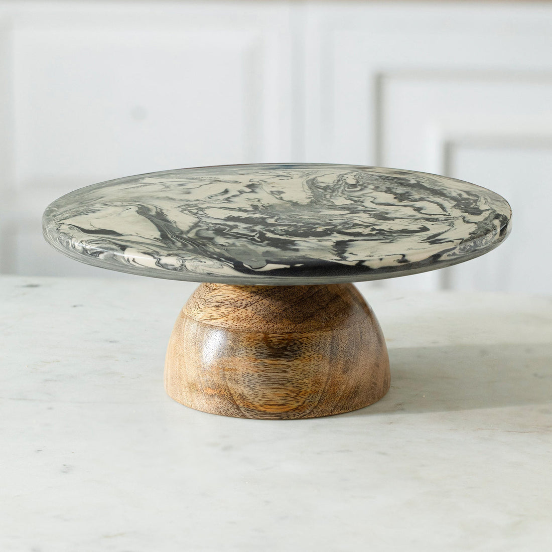 Carbon Ceramic and Wooden Cake Stand