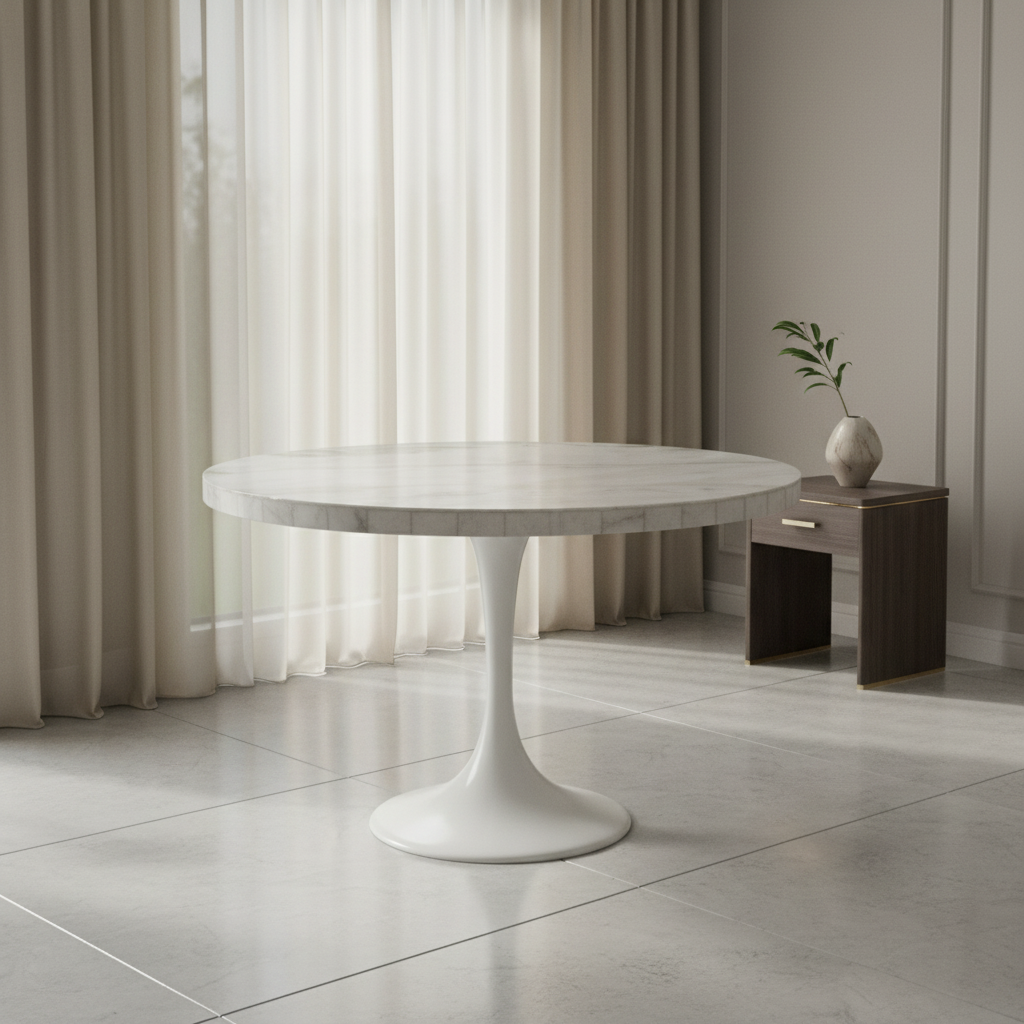 Celeste Round Dining Table In White