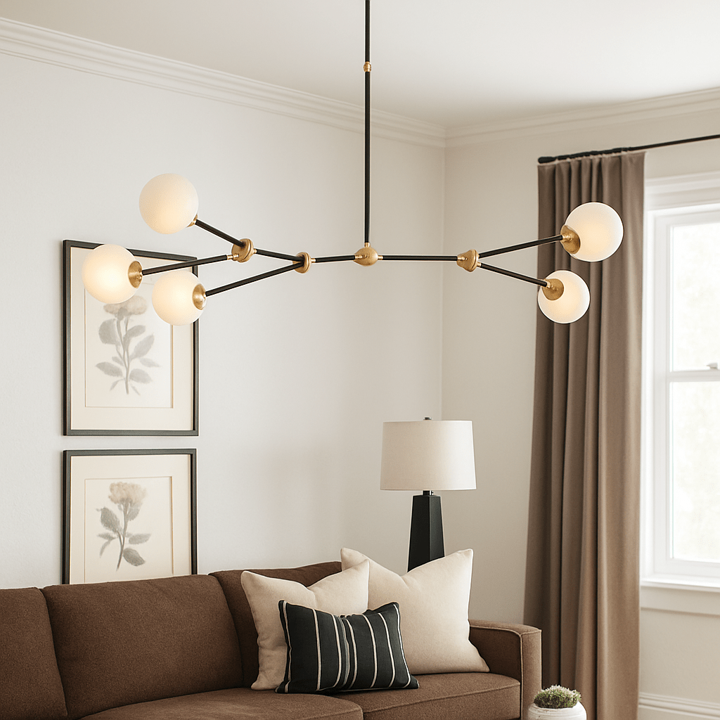 CHANDELIER W / 5 GLASS BALLS