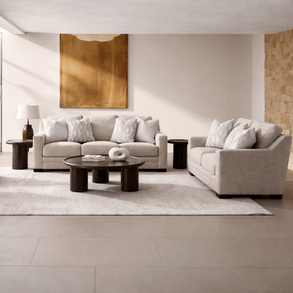 Clara Oatmeal Living Room Set (Sofa + Loveseat)