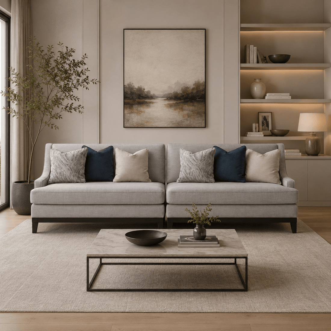 Classy By Noha Albabtain Blue 6-seater Sofa