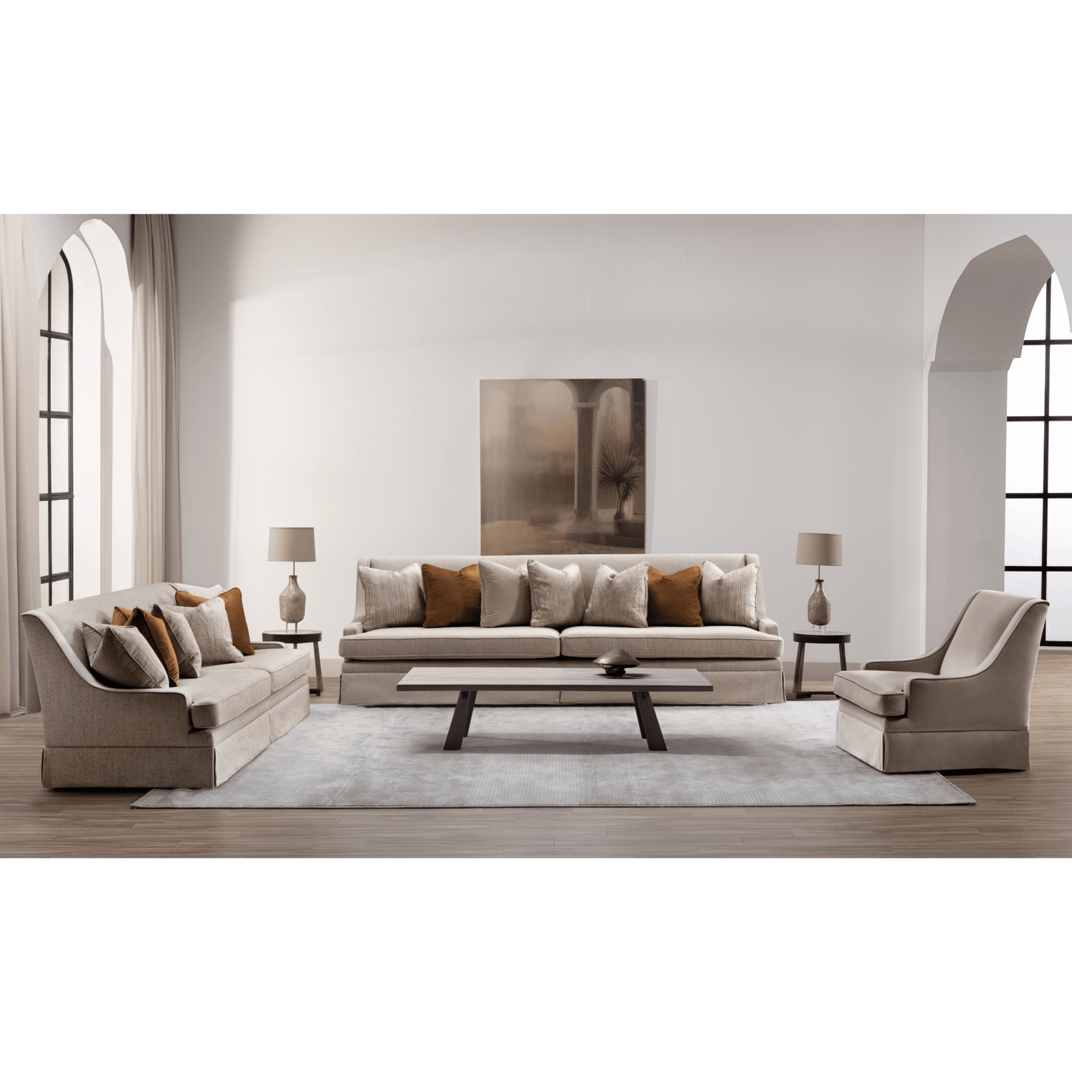 Classy By Noha Albabtain Skirted  Beige Sofa Set