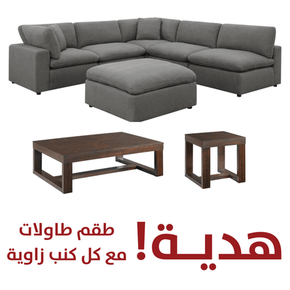 Cloud 9 Charcoal Sectional with Hardy Occasional(Coffe Table1/End Table1)