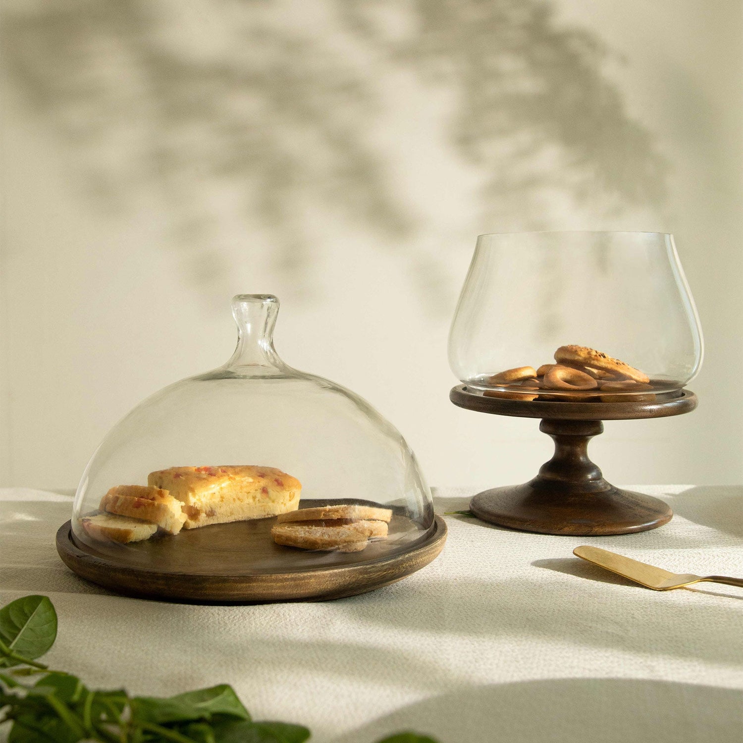 Clove Glass Cloche W/ Wooden Stand