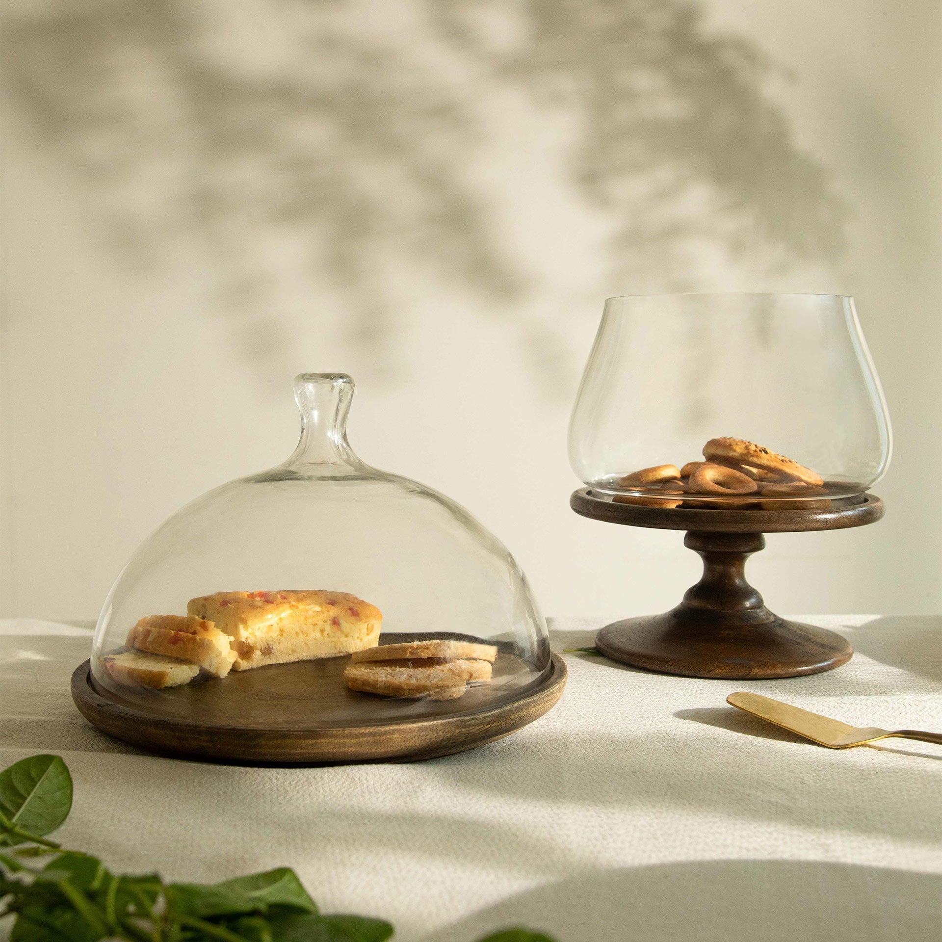 Clove Glass Cloche W/ Wooden Stand