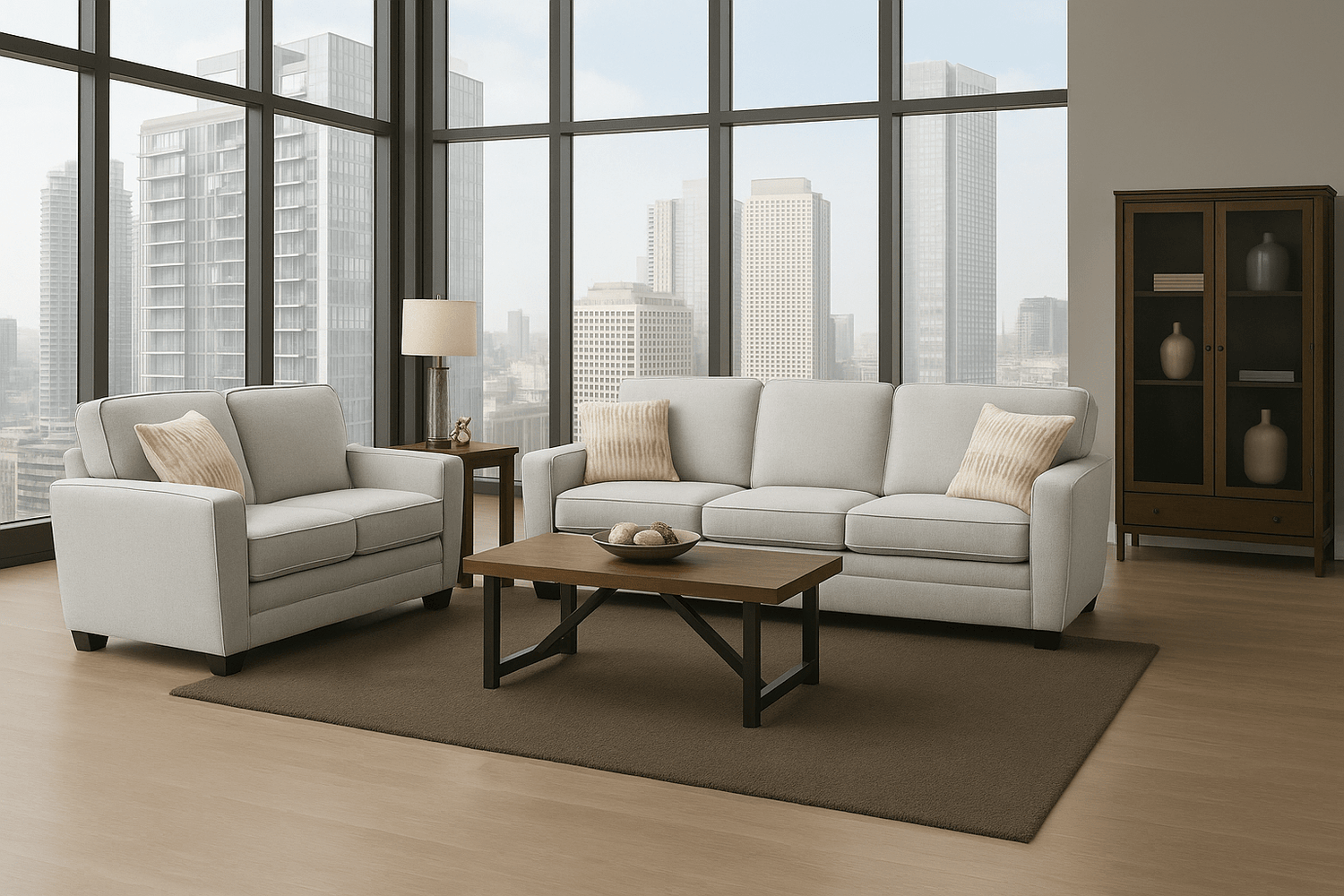 Confa Beige Living Room Set ( Sofa + Loveseat)