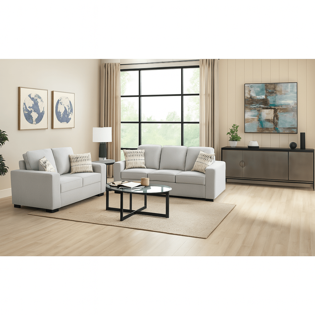 Confa Grey Living Room Set ( Sofa + Loveseat)
