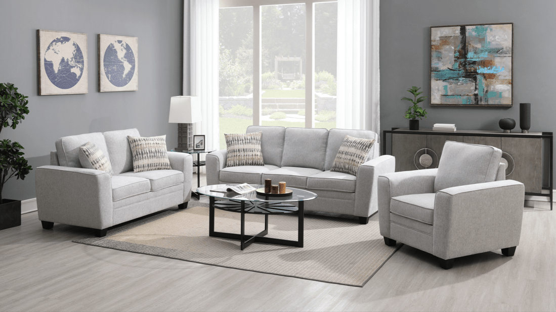 Confa Grey Living Room Set (Sofa + Loveseat + Chair)