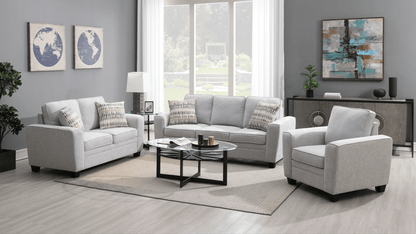 Confa Grey Living Room Set (Sofa + Loveseat + Chair)