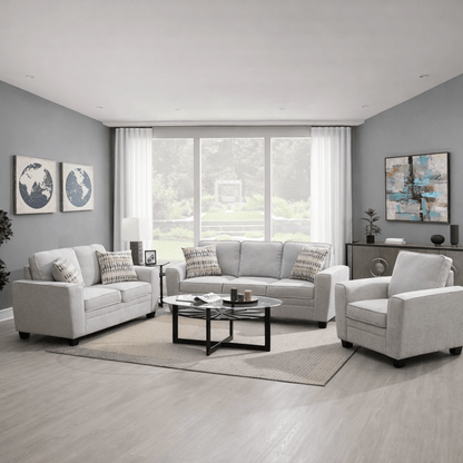 Confa Grey Living Room Set (Sofa + Loveseat + Chair)