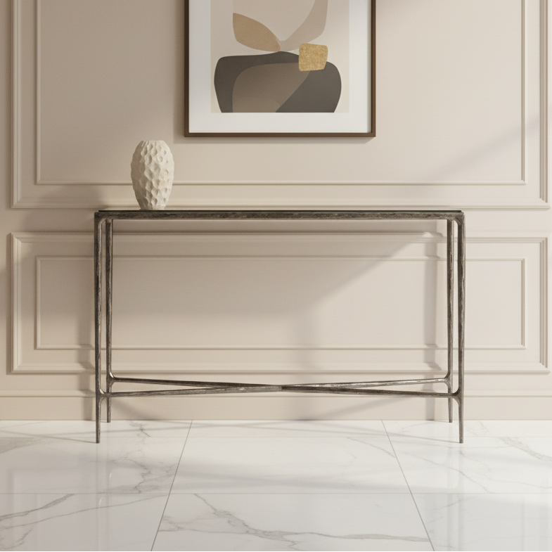 Console Table with Glass Top
