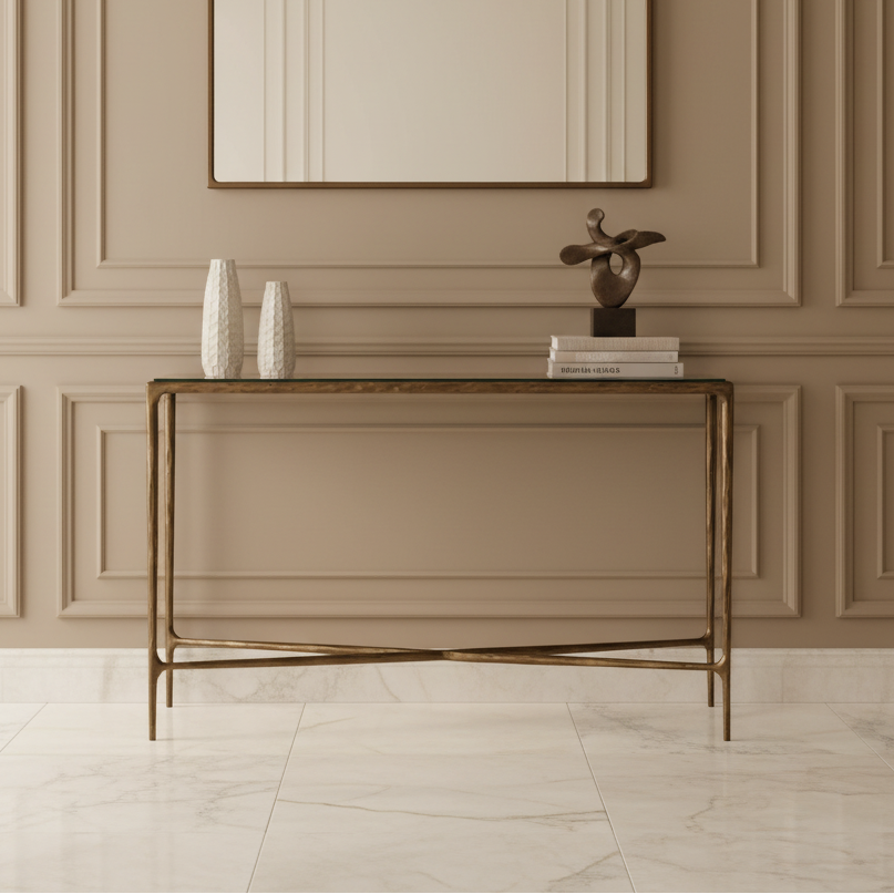 Console Table with Glass Top